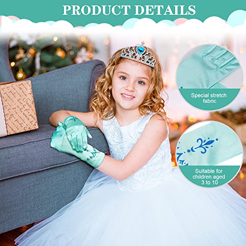 Vicloon Accessori Principessa, 8PCS Nuovi Costumi da Principessa, Biancaneve Bambina Costume con Principessa Corona, Principessa Bacchetta, 2 paia di guanti di diverso colore - immagine 7