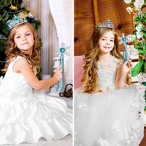 Vicloon Accessori Principessa, 8PCS Nuovi Costumi da Principessa, Biancaneve Bambina Costume con Principessa Corona, Principessa Bacchetta, 2 paia di guanti di diverso colore - immagine 8