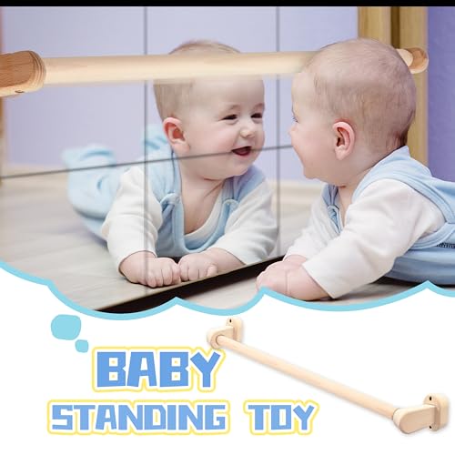 Yiqiying Montessori Specchio con barra Barra per trazioni per bambini, Montessori Specchio sicuro per bambini, Supporto in piedi per bambini, Barra per trazioni per imparare a camminare, montaggio a - immagine 4