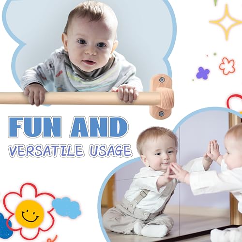 Yiqiying Montessori Specchio con barra Barra per trazioni per bambini, Montessori Specchio sicuro per bambini, Supporto in piedi per bambini, Barra per trazioni per imparare a camminare, montaggio a - immagine 6