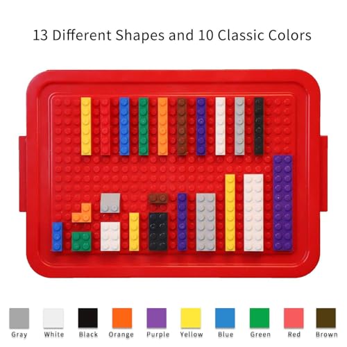 burgkidz Set di 520 mattoncini da costruzione, 500 mattoncini di base in 10 colori, con ruote, finestre e porte, blocco di massa con contenitore riutilizzabile per bambini, 4-8 anni, ragazzi e ragazze - immagine 6