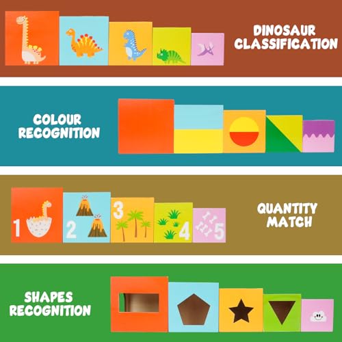 sacemontic Torre di impilamento e cubi di impilamento per bambini, giocattoli Montessori per bambini da 1 2 3 anni, puzzle di legno con abbinamento dei colori per bambini di 1 2 3 4+ anni - immagine 4